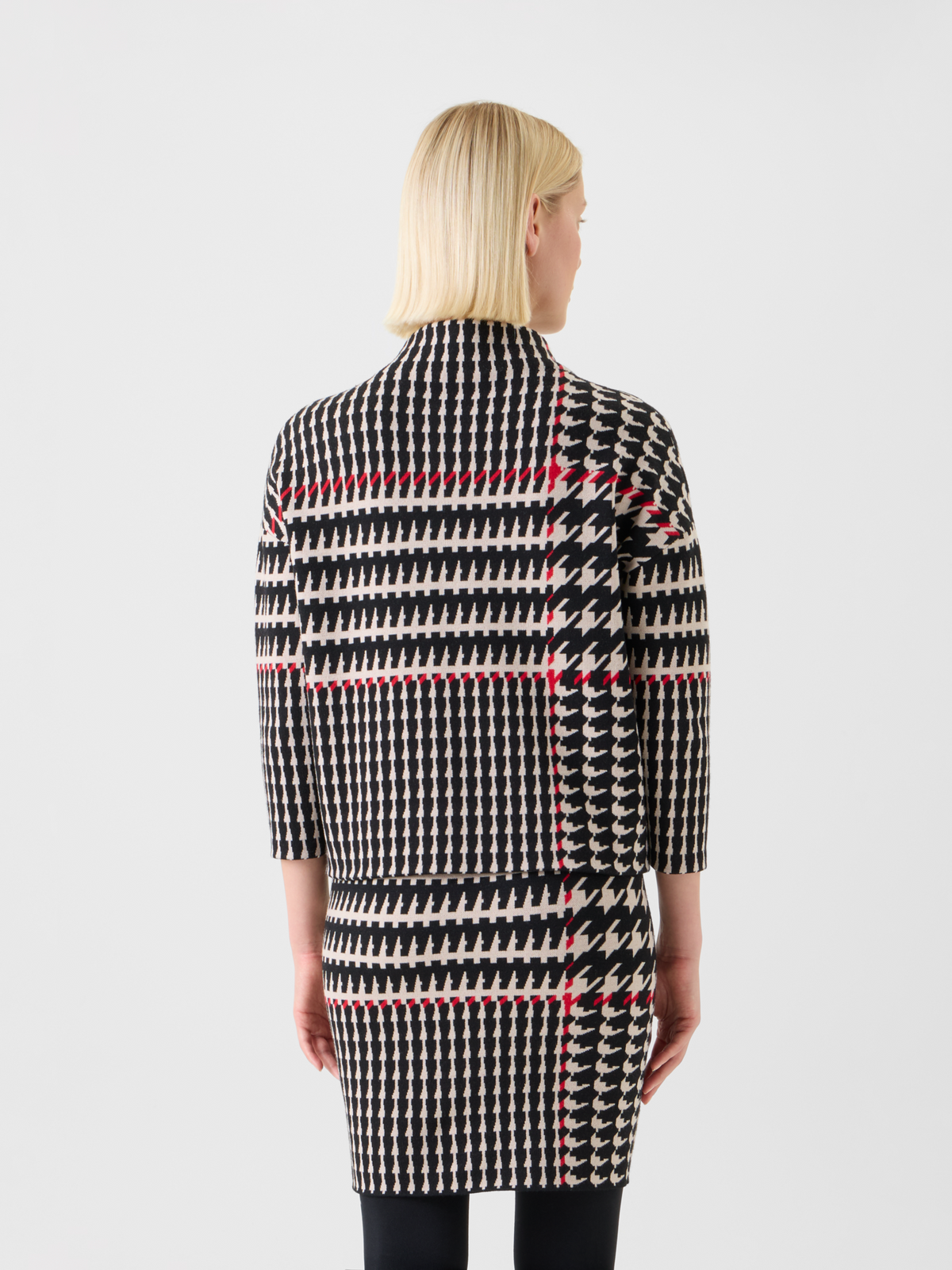 Designer XL Glencheck Jacquard Mock Neck Sweater - black - multicolor #editorial