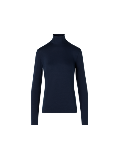 Designer Mock Neck Shirt in Modal Jersey - navy