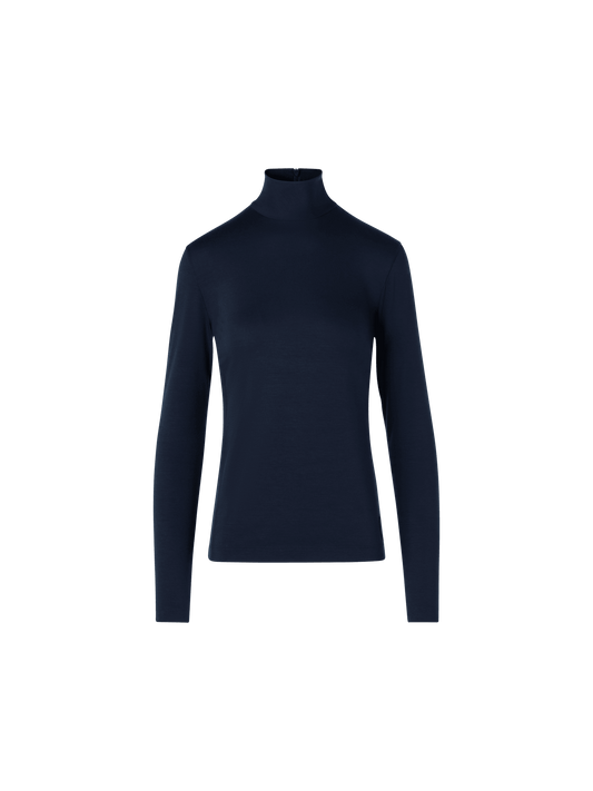 Designer Mock Neck Shirt in Modal Jersey - navy