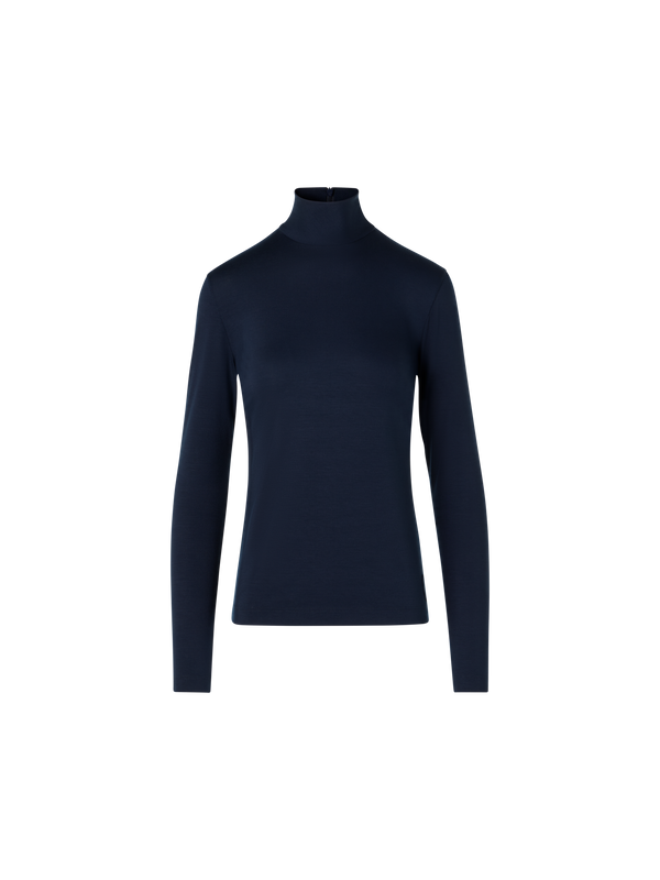 Designer Mock Neck Shirt in Modal Jersey - navy
