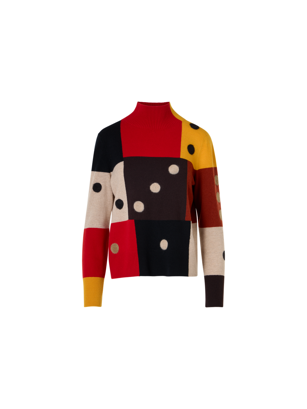 Designer Dice Intarsia Colorblock Wool Cashmere Sweater - multicolor