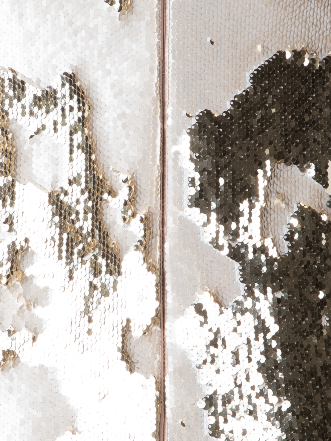 Designer Dual Sequined Sheath Dress with Short Sleeves - multicolor - beige - gold