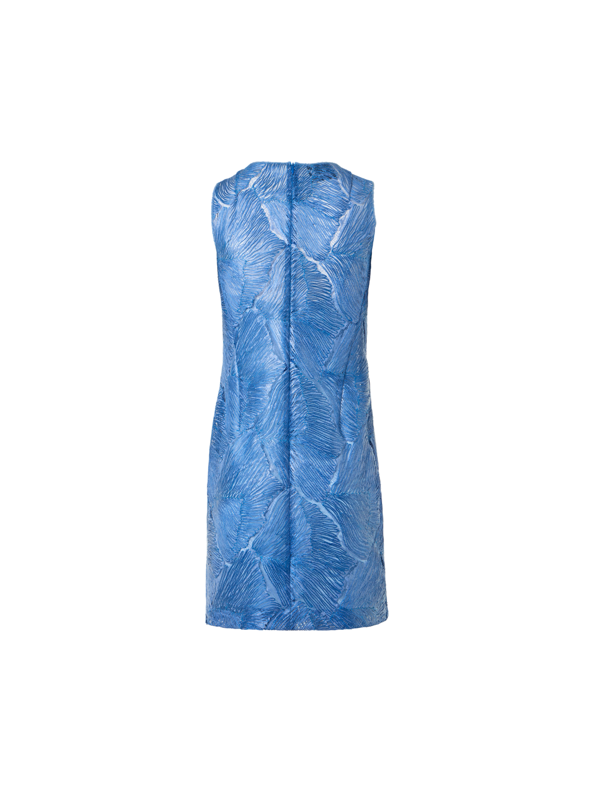 Designer Techno Lacquered Sea Fan Lace Sheath Dress - blue