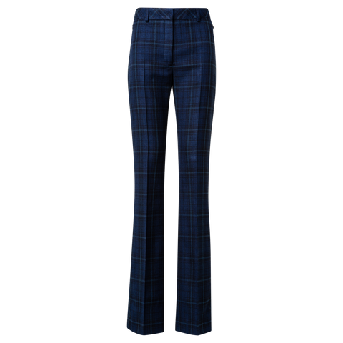Slight Bootcut Silk Cotton Check Pants