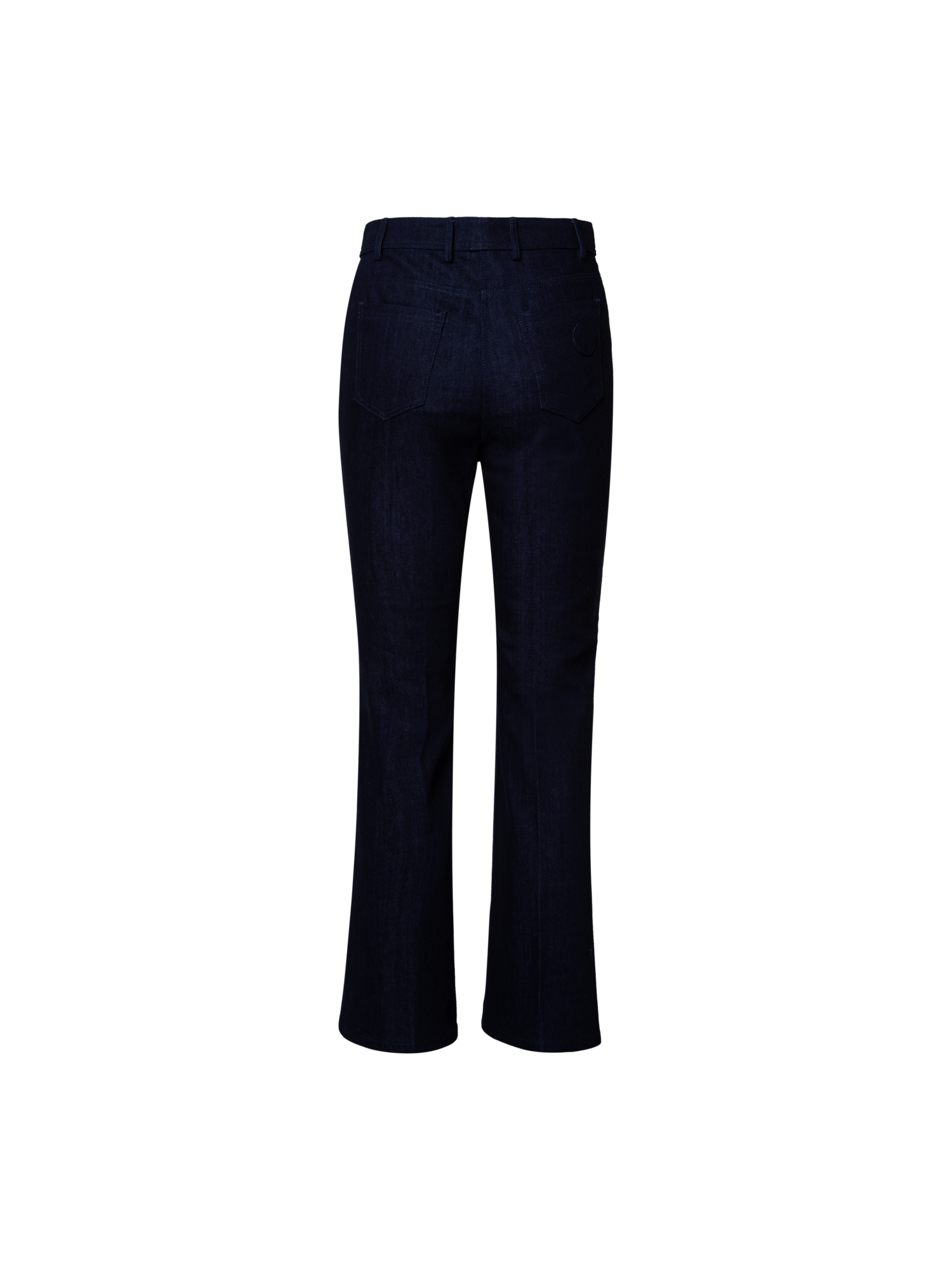 Designer Cropped Bootcut Cotton Denim Stretch Pants - navy - blue