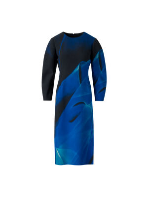 Designer Barrel Sleeve Dress in Alyson's Cyanotype Print - blue - multicolor
