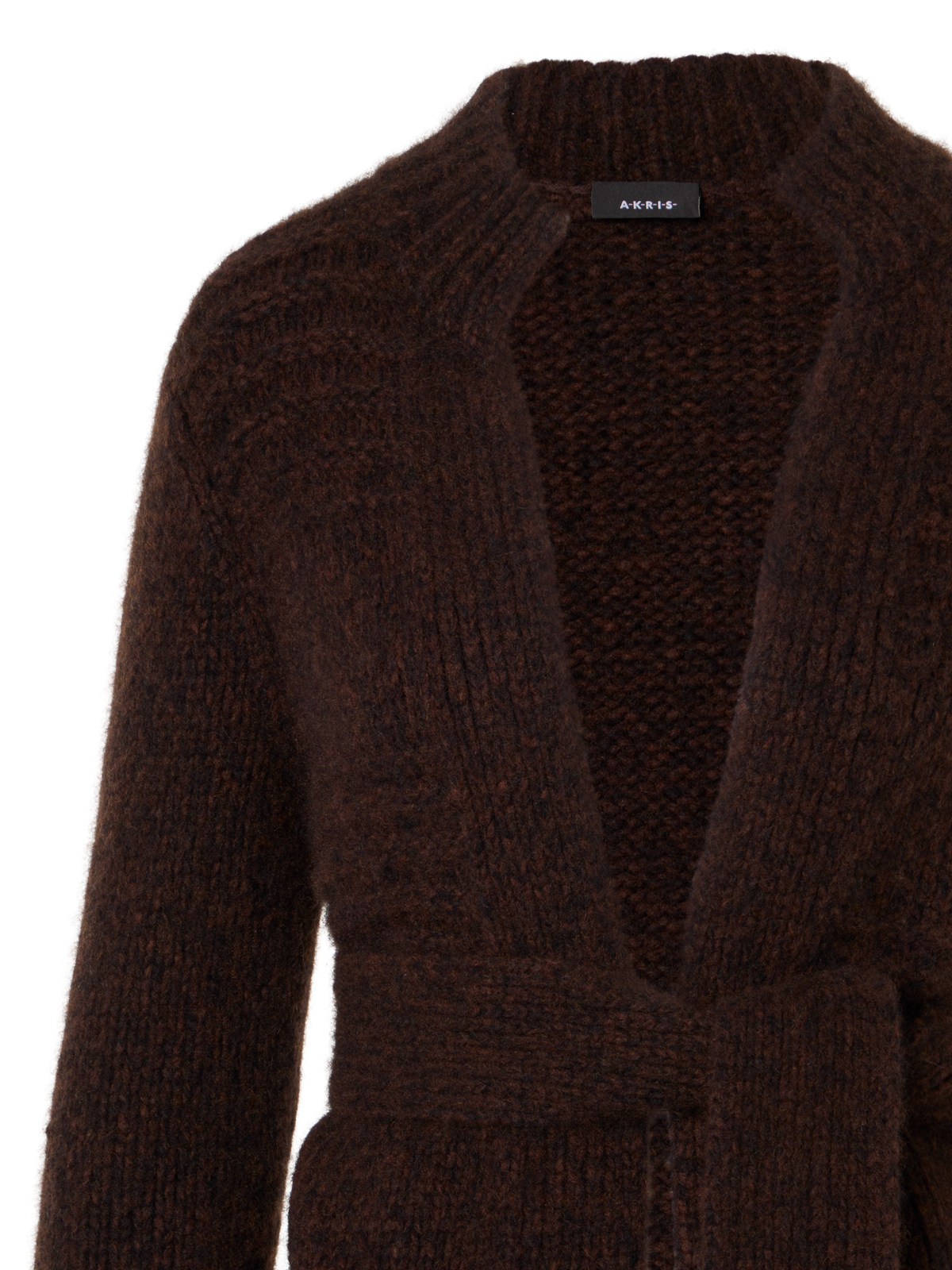 Designer Cashmere Silk Mouliné Long Cardigan - black - brown - multicolor
