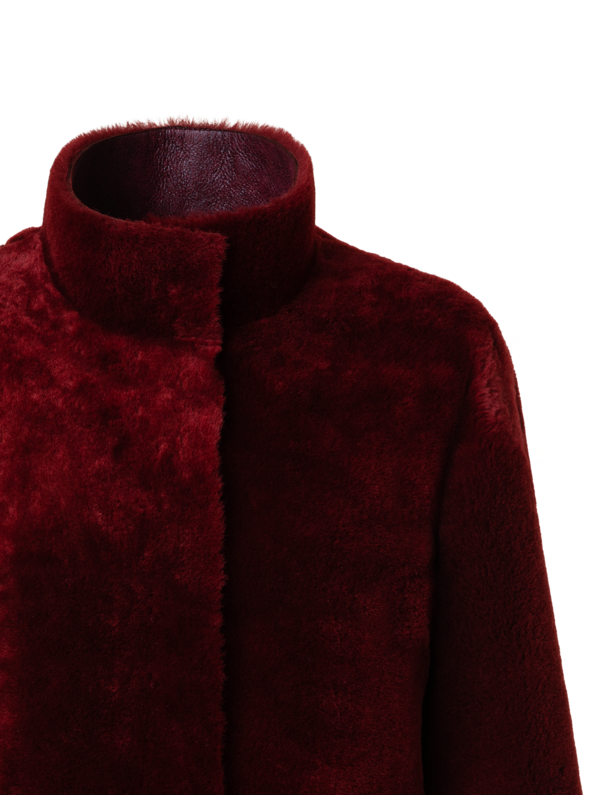 Designer Reversible Shearling Coat - red