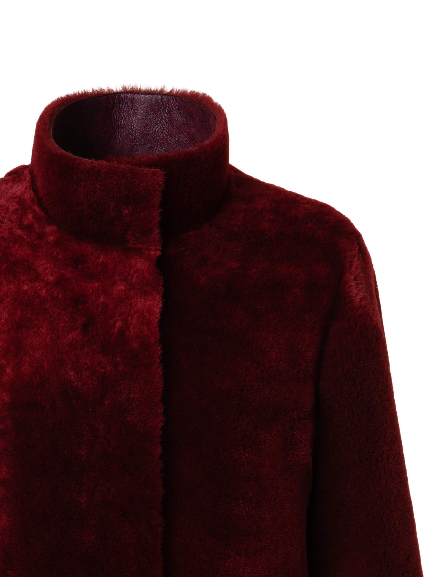 Designer Reversible Shearling Coat - red