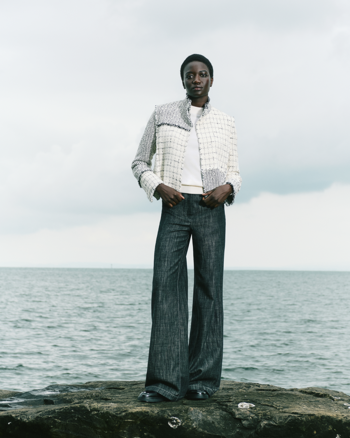 Wide Cotton Denim Pants