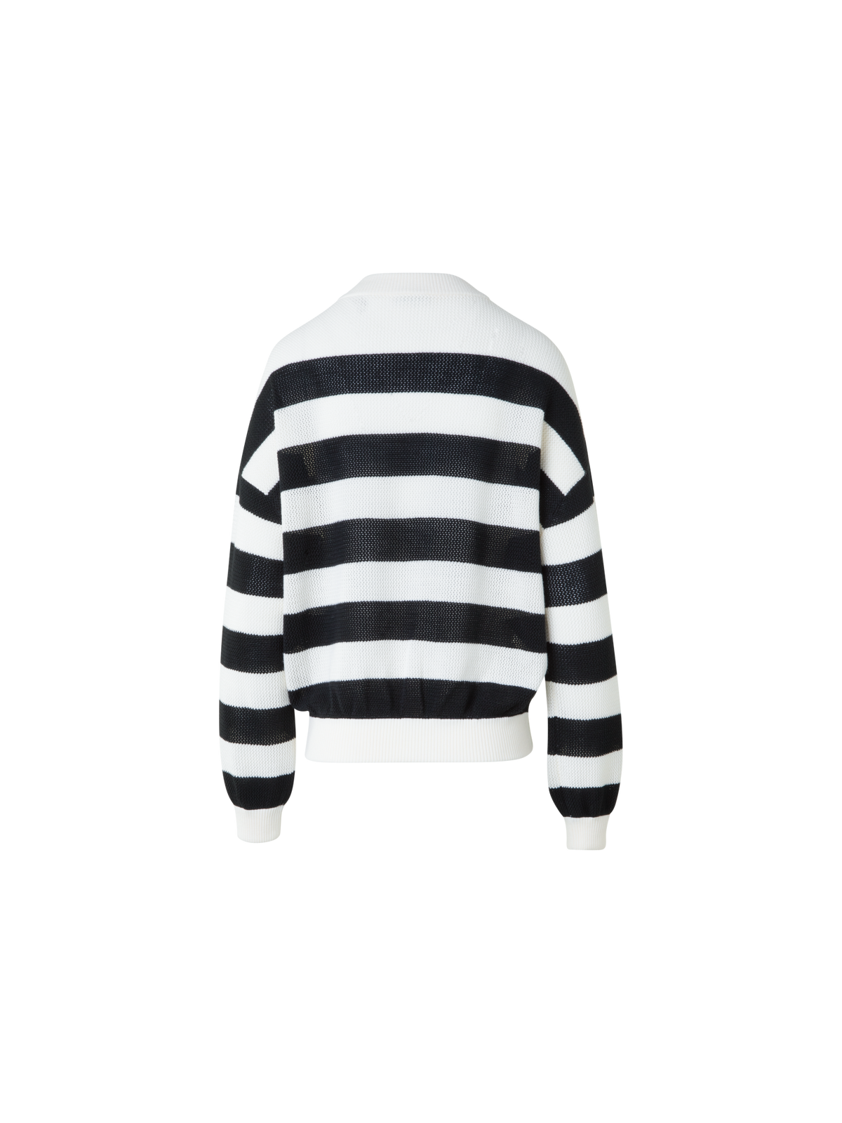 Designer Striped Cool Wool Mesh Sweater - black - neutral - multicolor - ecru - white