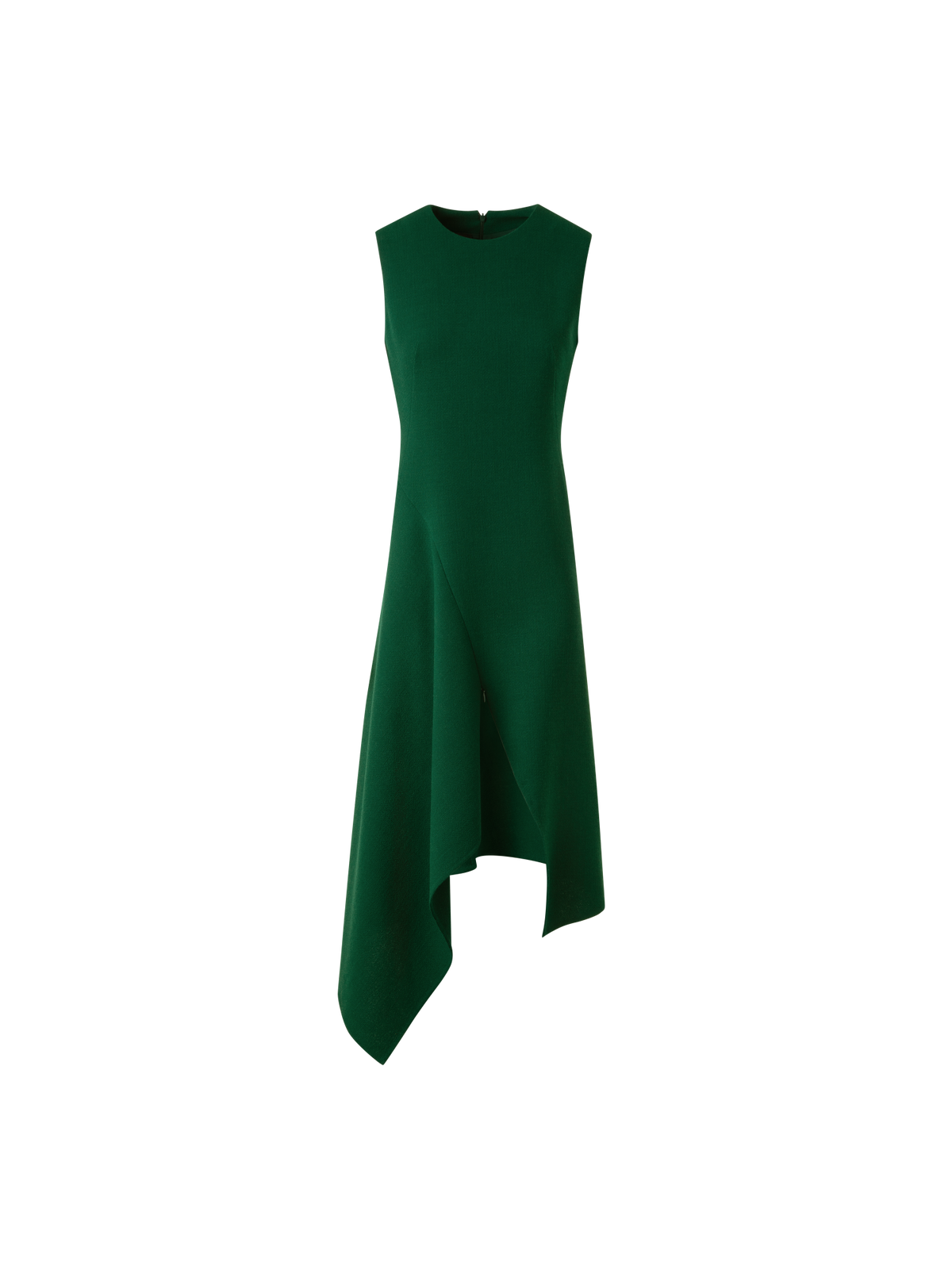 Designer Asymmetrical Dress in Wool Double-Face - green