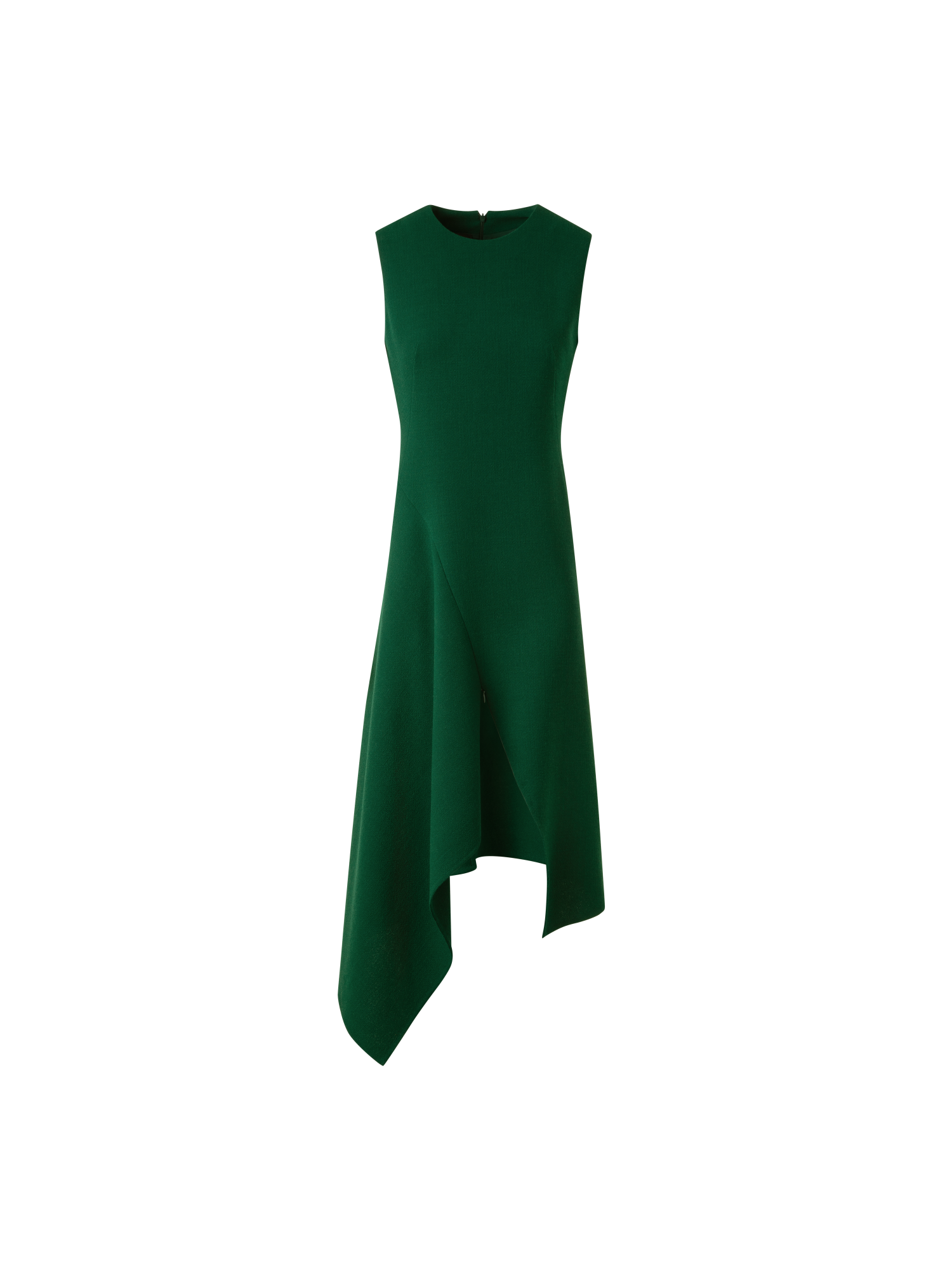 Designer Asymmetrical Dress in Wool Double-Face - green