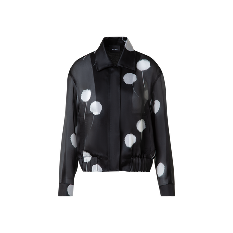 Bomber Jacket in Silk with Dandelion Print