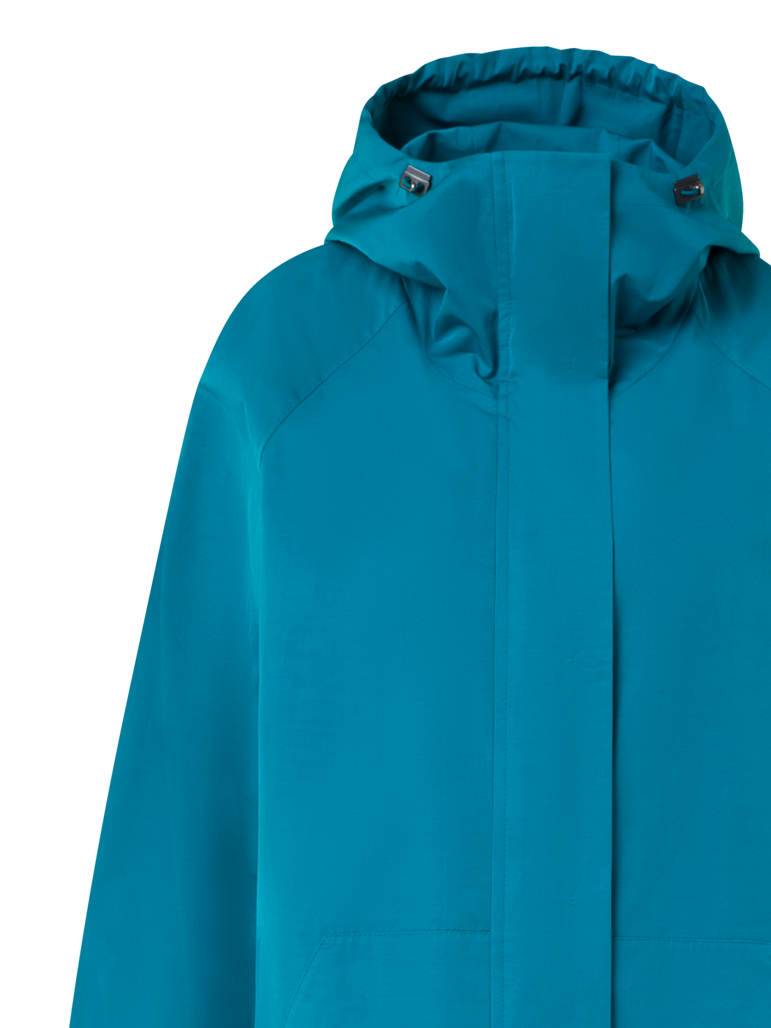 Designer Long Water Repellent Coat with Hood - blue