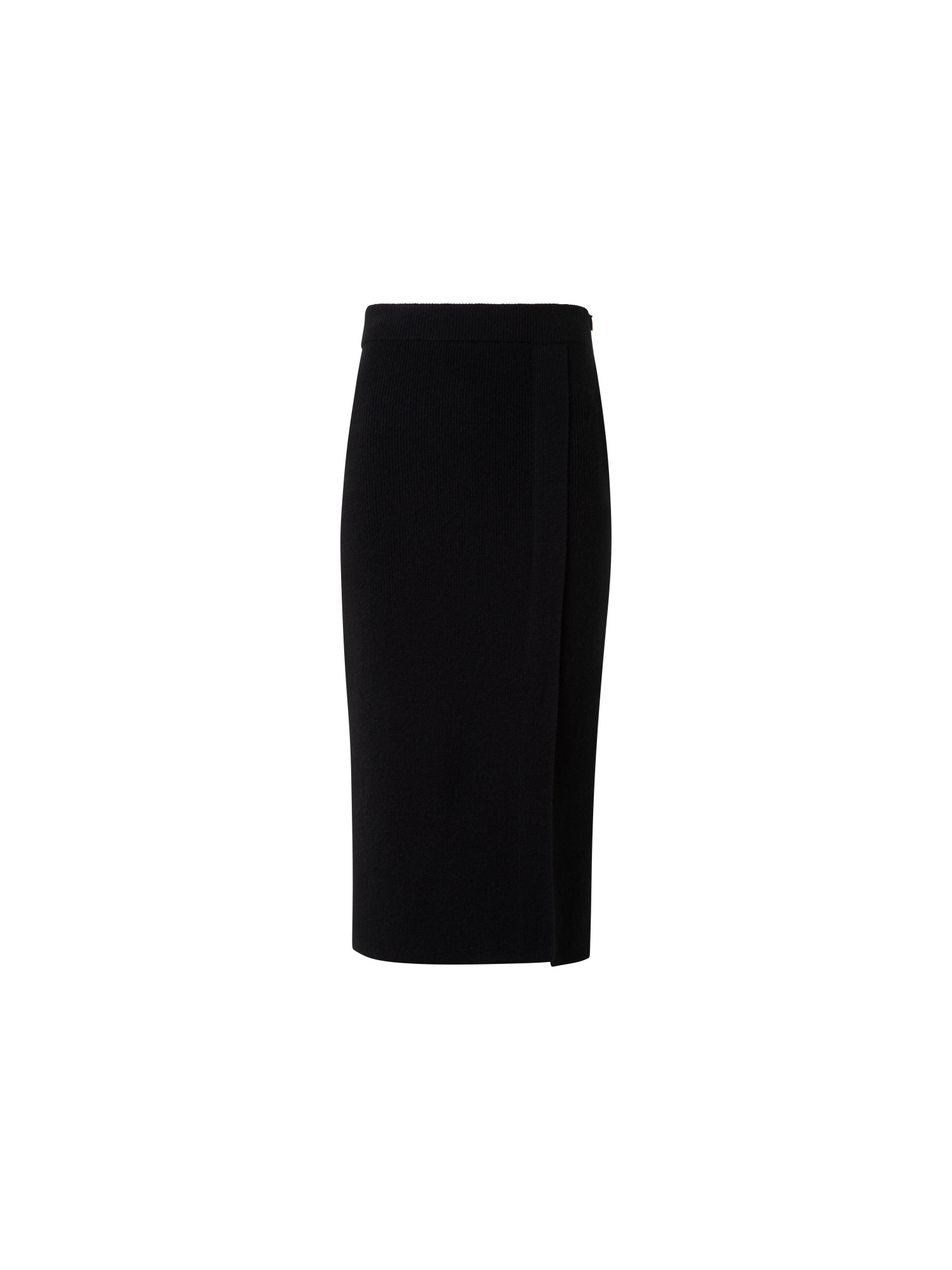 Designer Ribbed Cashmere Knit Skirt - black