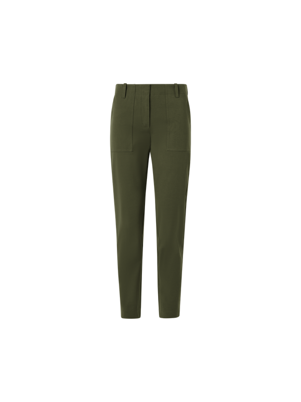 Designer Franco Cargo Tapered-Leg Pants in Bi-Stretch Cotton Gabardine - green