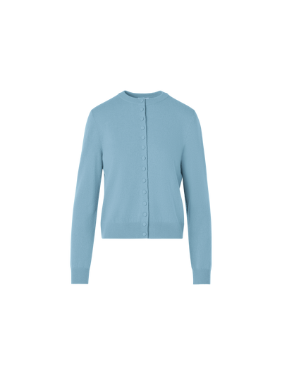Designer Relaxed Wool Cashmere Knit Cardigan - blue