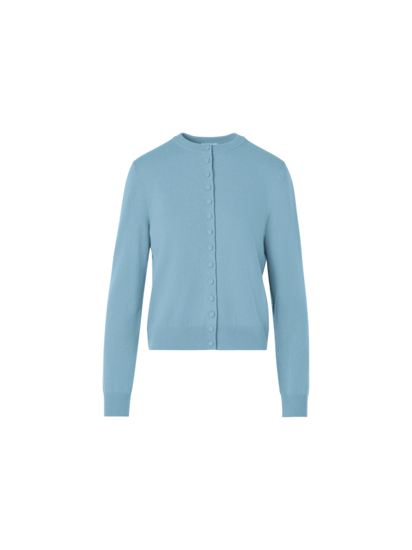 Designer Relaxed Wool Cashmere Knit Cardigan - blue
