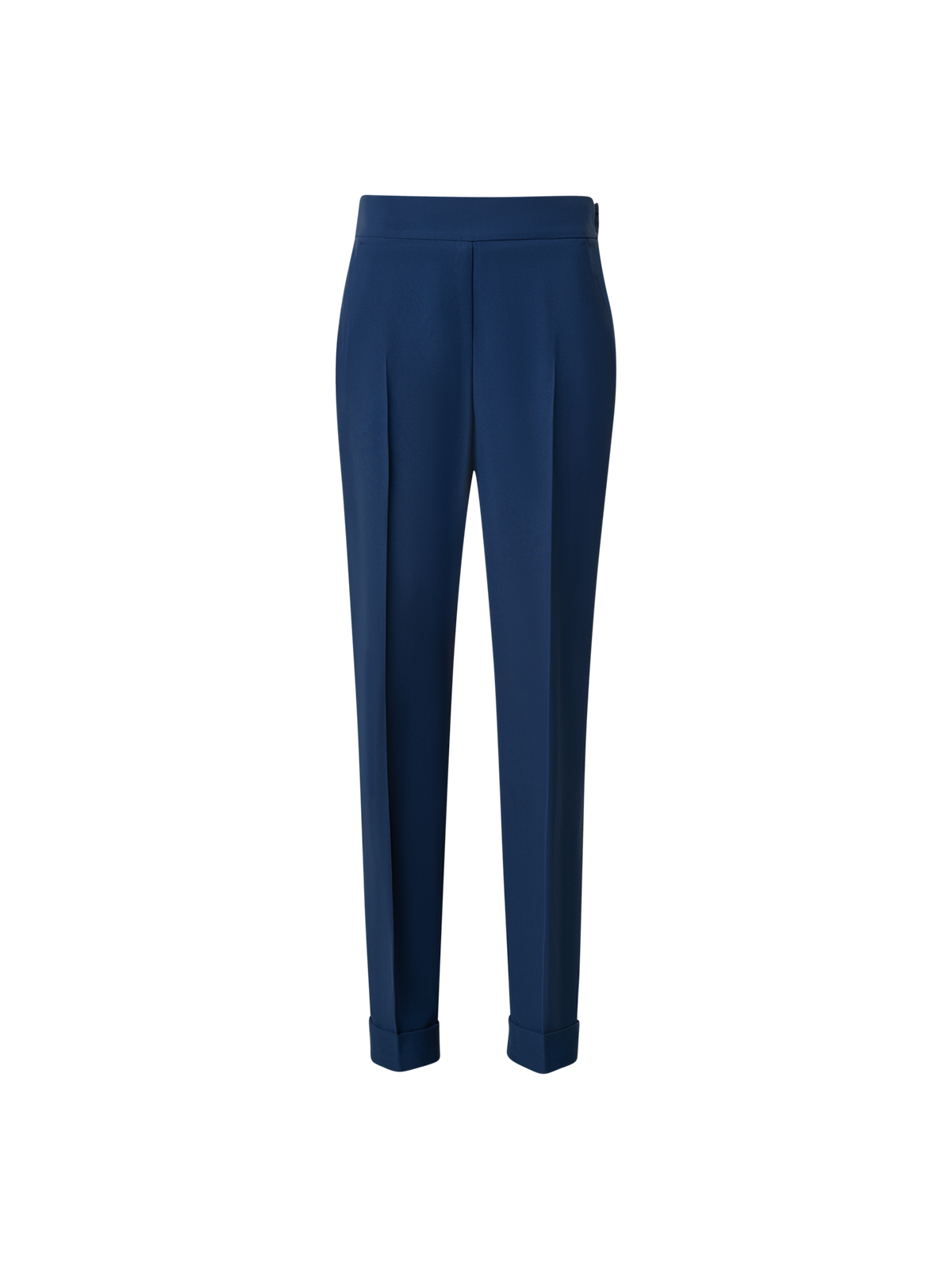 Designer Tapered Crêpe Pants with Elastic Back - blue