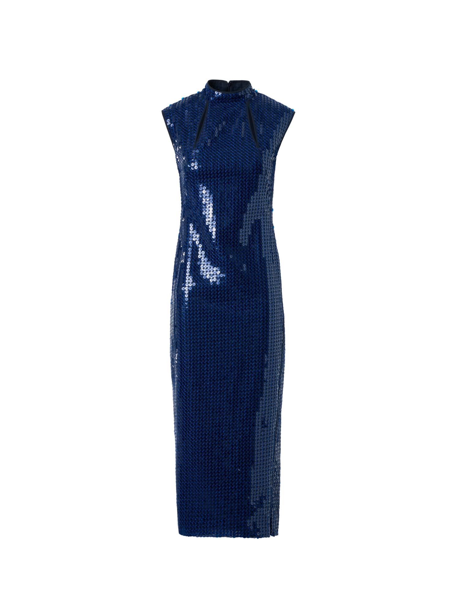 Designer Wool Stretch Double-Face Sheath Dress - navy - blue