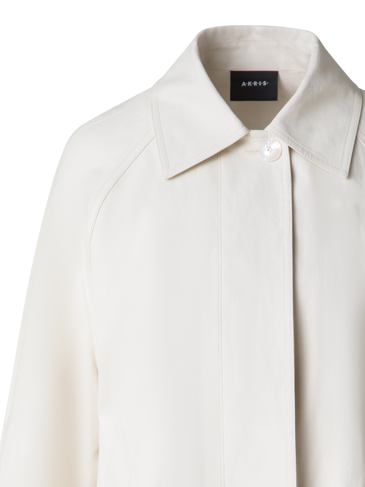 Designer Water Repellent Short Jacket in Coated Linen - ecru - white