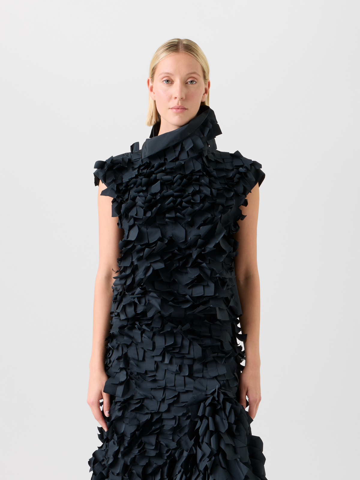 Designer Boxy Techno Top with Taffeta Ribbons - black - neutral #editorial