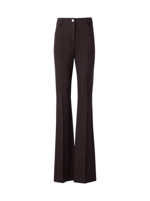 Designer Bootcut Pants in Cotton Denim Stretch - brown