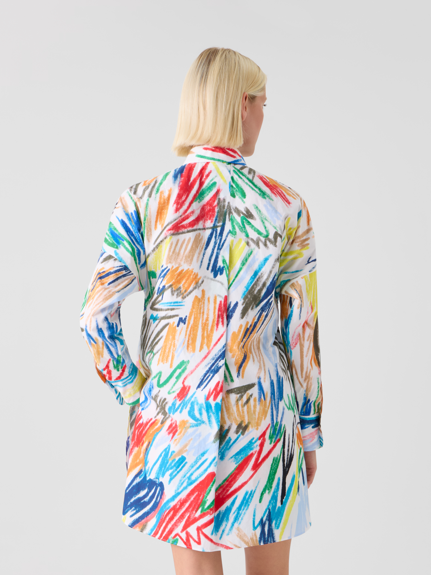 Designer Scribble Print Cotton Poplin Tunic - multicolor