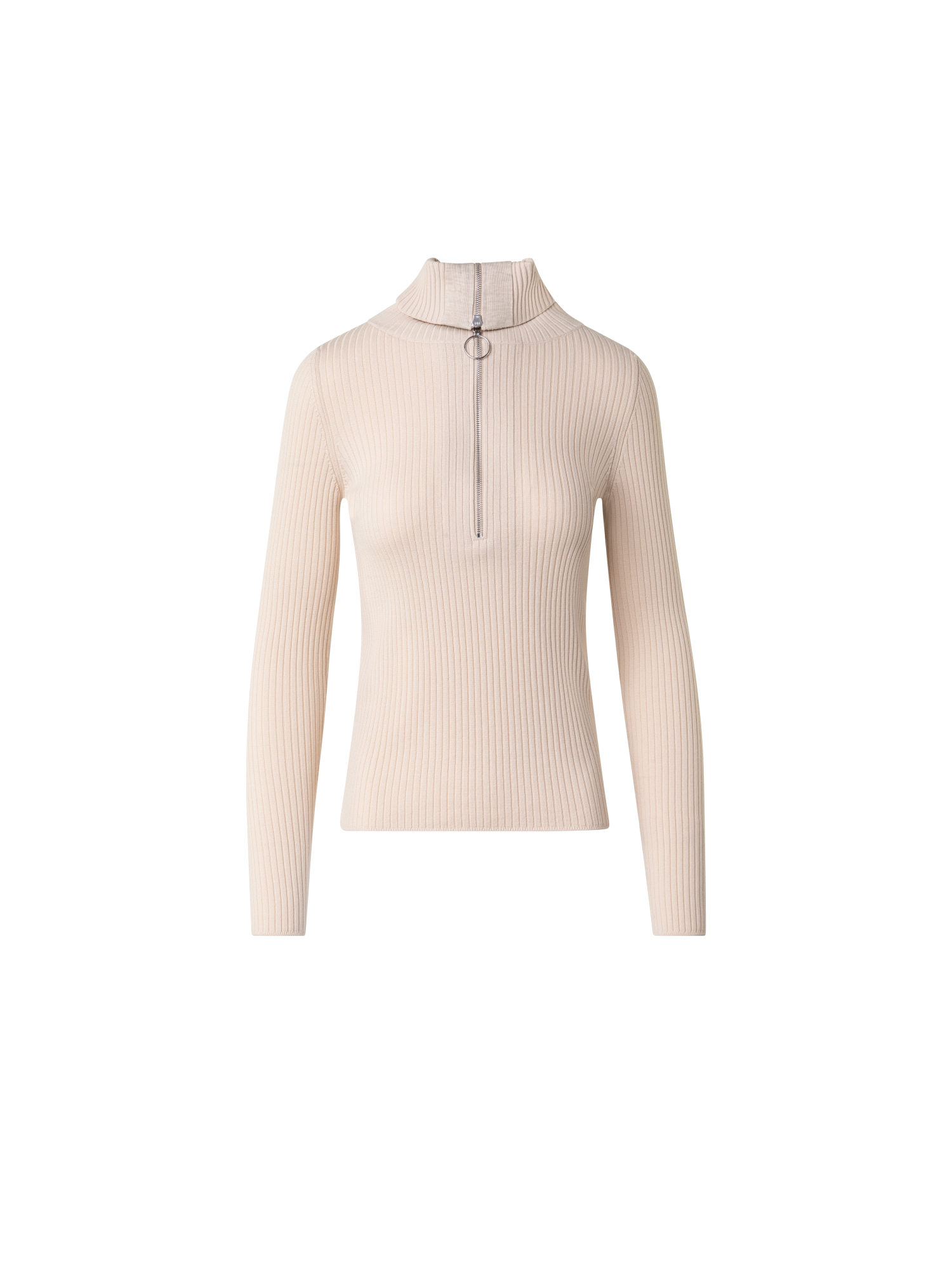 Designer Virgin Wool Knit Sweater with Big Collar - ecru - beige - white