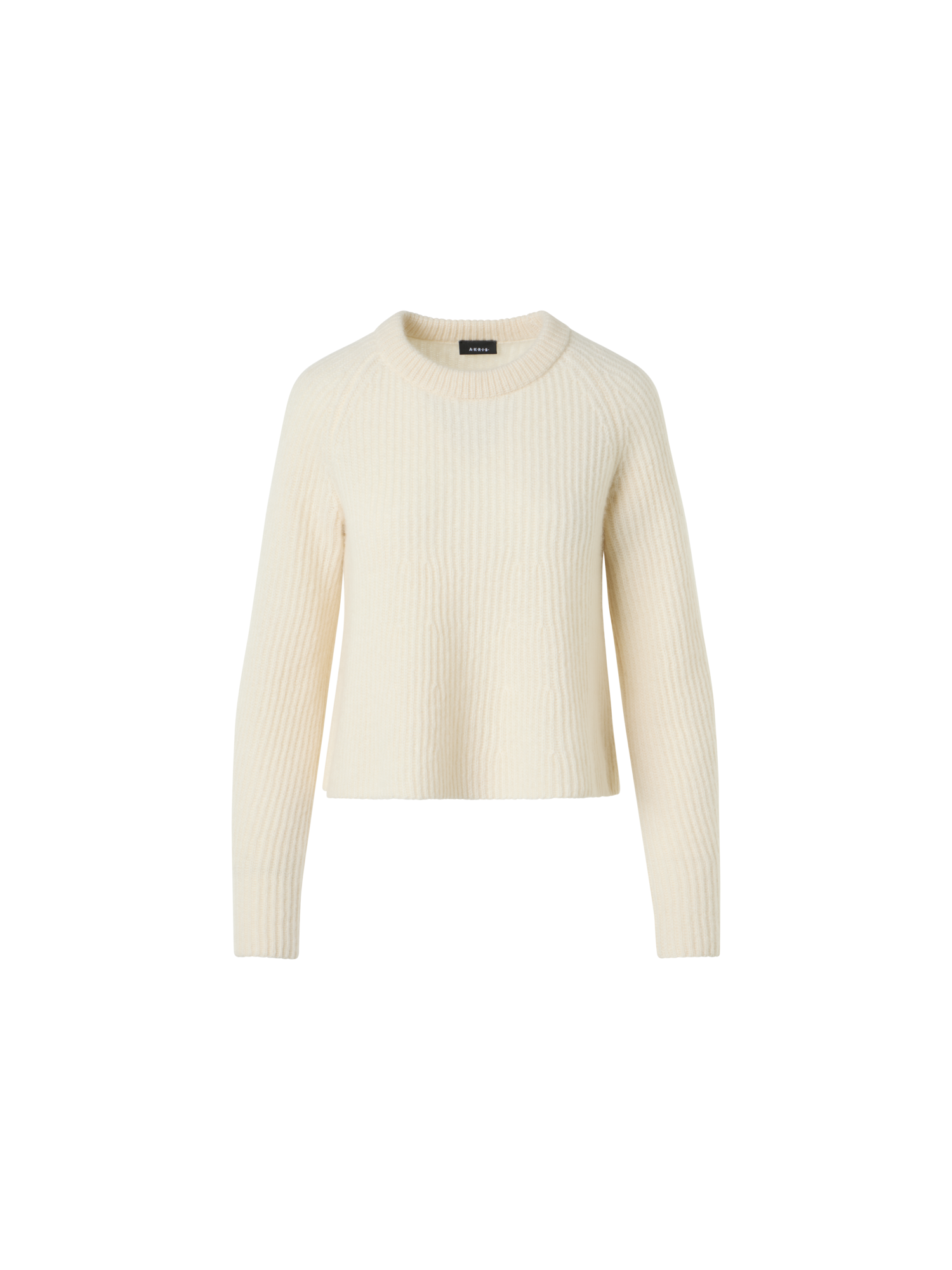 Designer Cashmere-Silk Ribbed Sweater - ecru