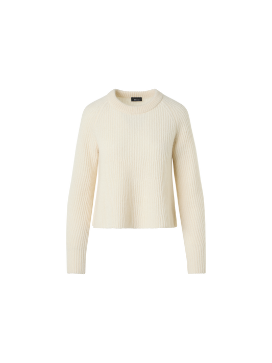 Designer Cashmere-Silk Ribbed Sweater - ecru