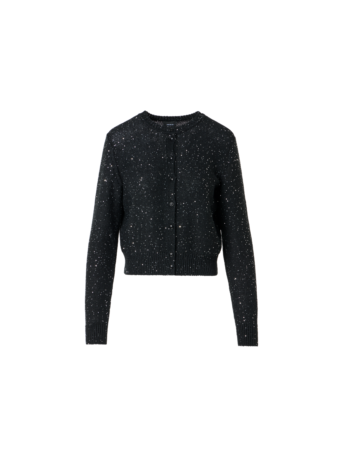 Designer Cardigan in Linen Cotton with Micro Sequins - black - neutral