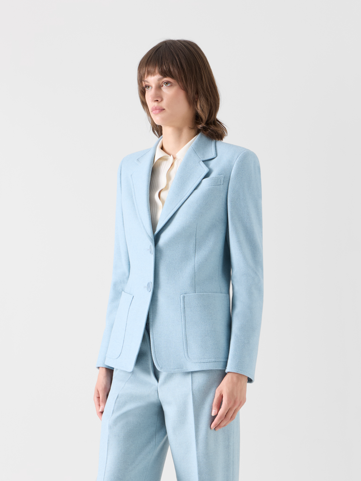 Designer Tailored Wool Flannel Jacket - blue 