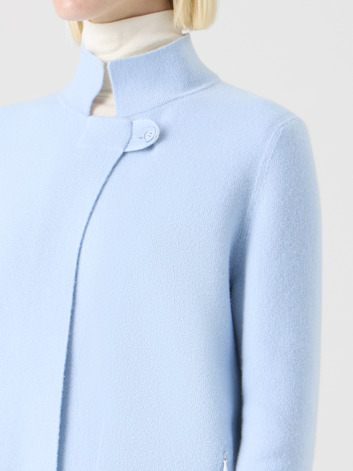 Designer Reversible Cashmere Double-Face Jacket - blue - ecru #editorial