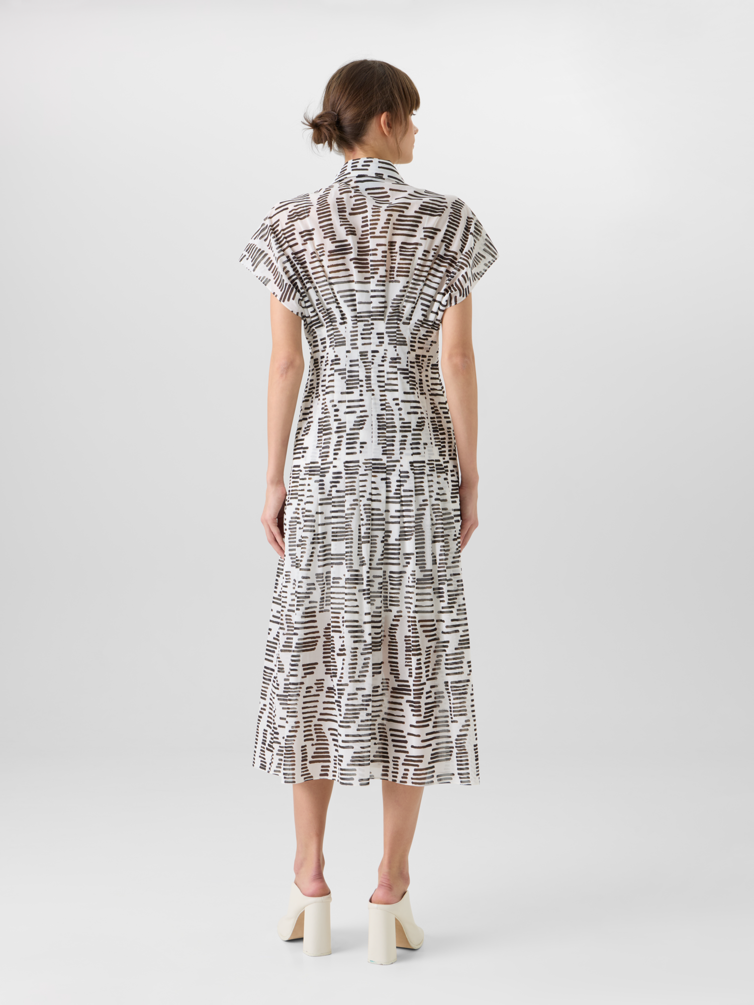 Designer Cap-Sleeve Dance Movements Midi Dress - multicolor 