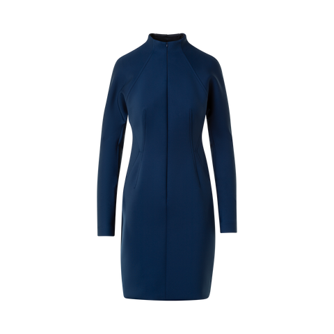 Short Fitted Mock Neck Dress in Techno Neoprene