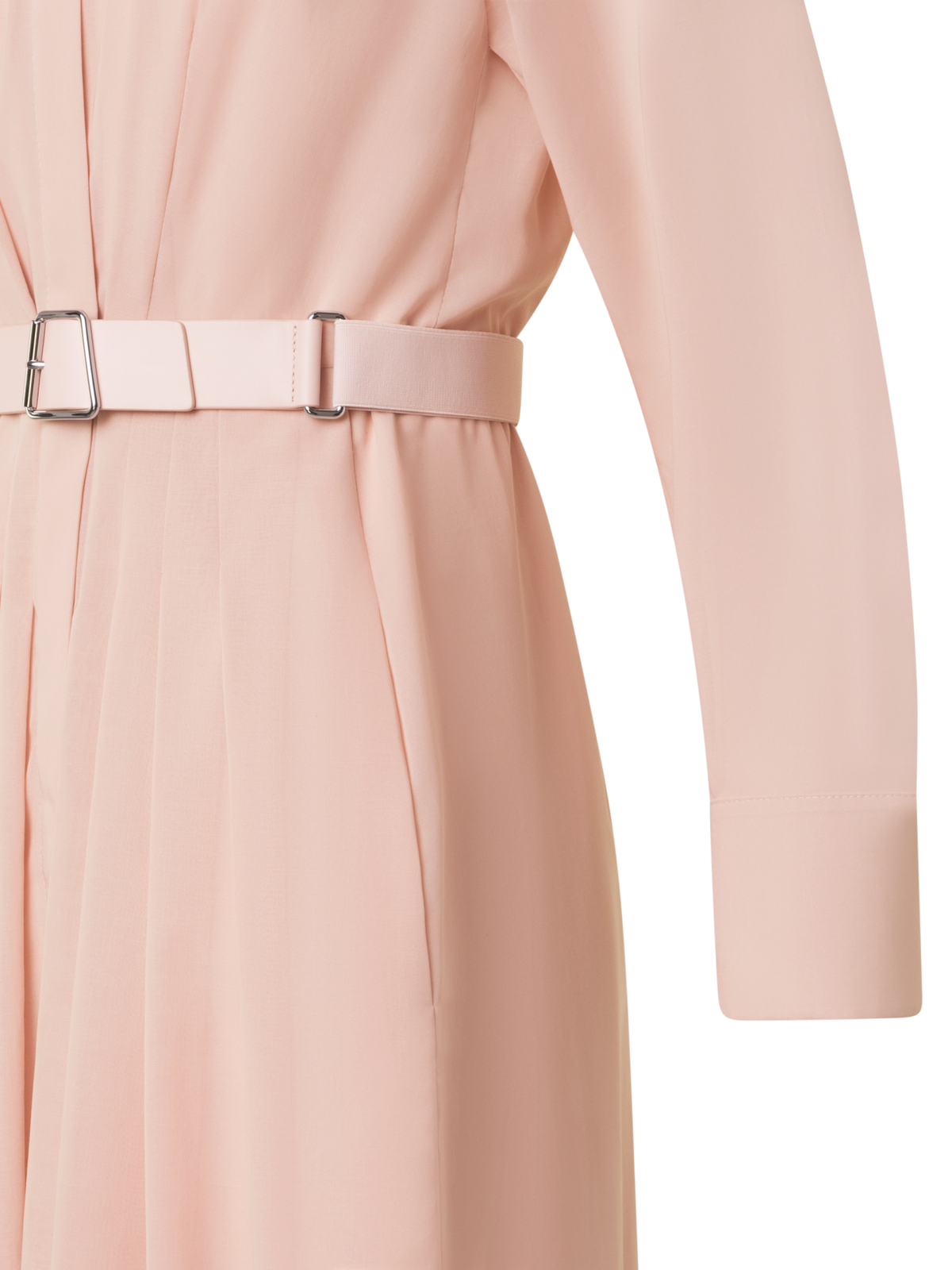 Belted Long Sleeve Shirt Dress in Cotton Voile seashell / 10 Belted Long Sleeve Shirt Dress in Cotton Voile seashell / 10