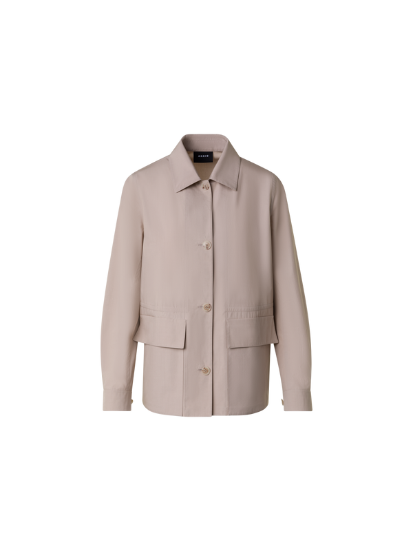 Designer Cotton Poplin Oversize Shirt Jacket - beige
