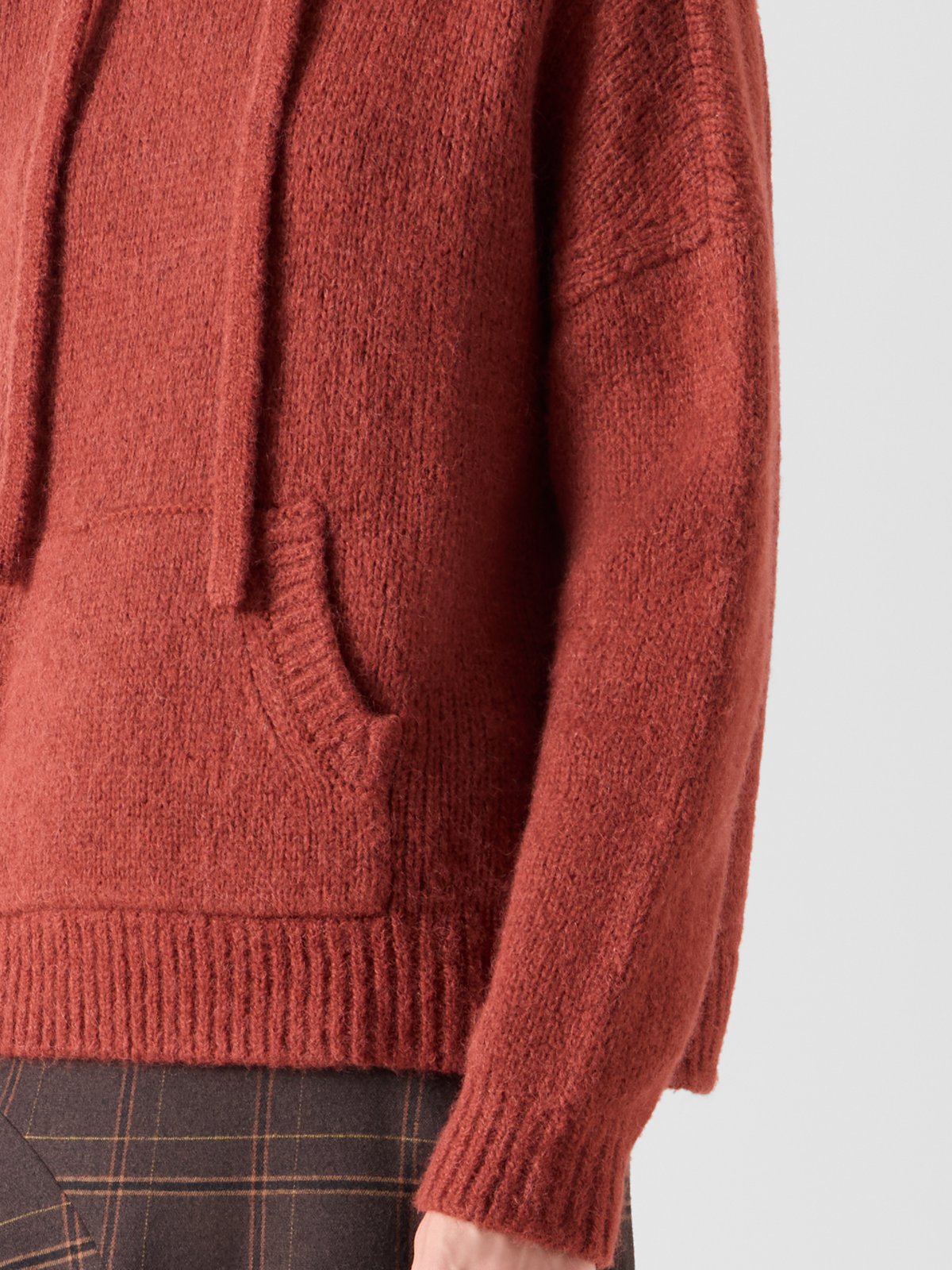 Designer Oversize Fluffy Alpaca Knit Hoodie - red 