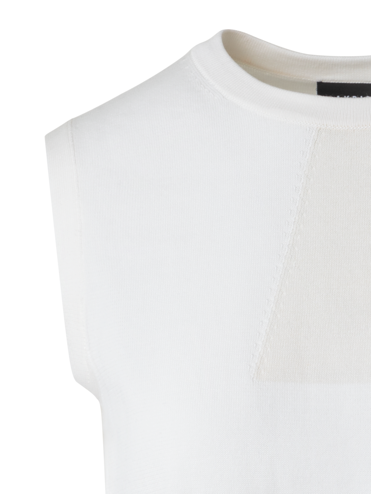 Designer Cotton Knit Top with Trapezoid Jacquard - neutral - pastel - ecru - white