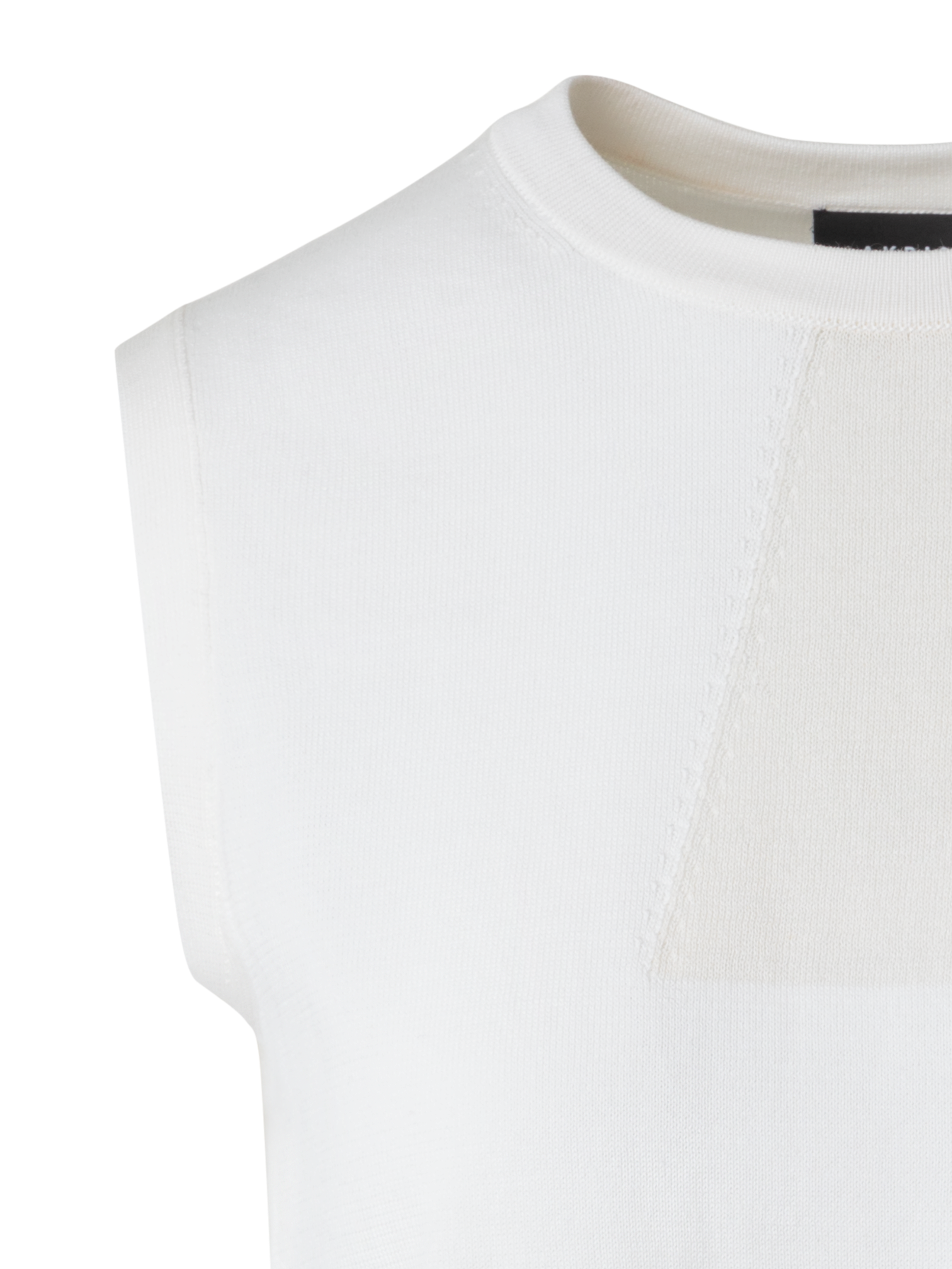 Designer Cotton Knit Top with Trapezoid Jacquard - neutral - pastel - ecru - white