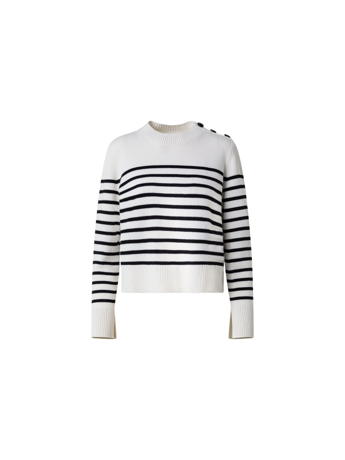 Designer Striped Boxy Sweater in Merino Cashmere Blend - multicolor - ecru - white