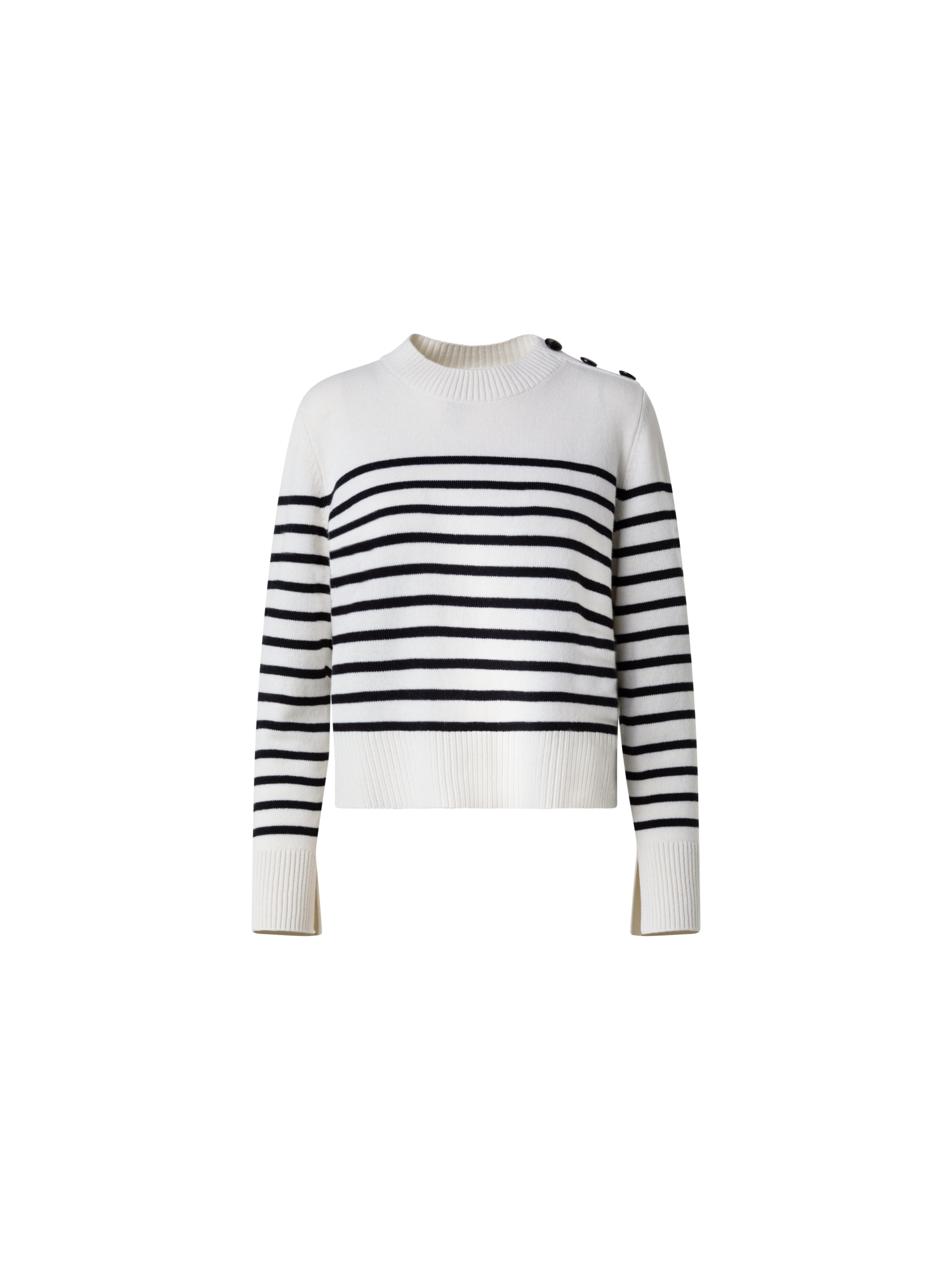 Designer Striped Boxy Sweater in Merino Cashmere Blend - multicolor - ecru - white