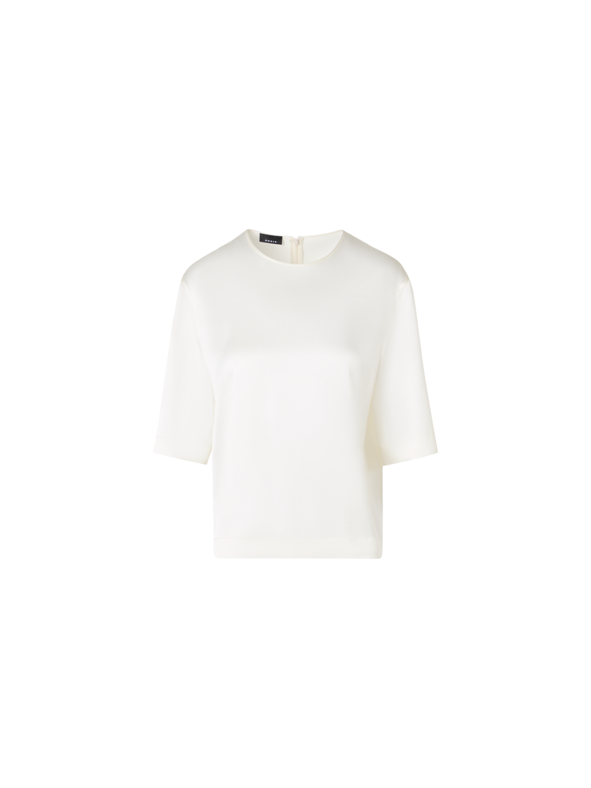 Designer Boxy Silk Satin T-Shirt Blouse - ecru