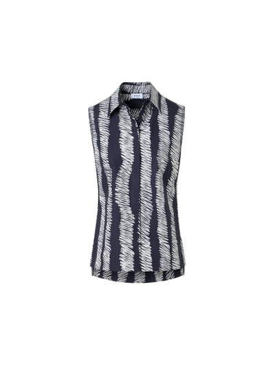 Designer Scribble Wave Print Cotton Blouse - multicolor