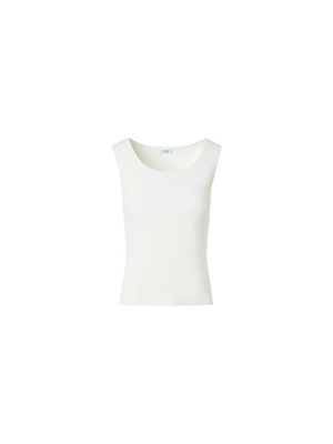 Designer Fitted Viscose Blend Knit Tank Top - white