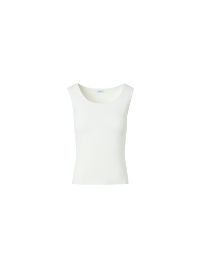 Designer Fitted Viscose Blend Knit Tank Top - white