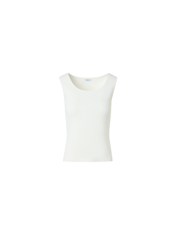 Designer Fitted Viscose Blend Knit Tank Top - white