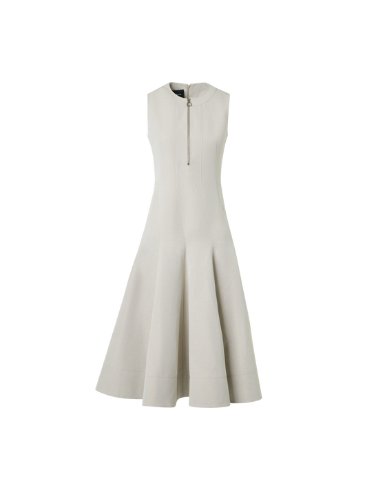 Designer Fit-and-Flare Cotton Linen Gabardine Midi DressonFit-and-Flare Cotton Linen Gabardine Midi DressFit-and-Flare Cotton Linen Gabardine Midi DressFit-and-Flare Cotton Linen Gabardine Midi Dressal Midi Dress in Cotton-Linen Gabardine - grey